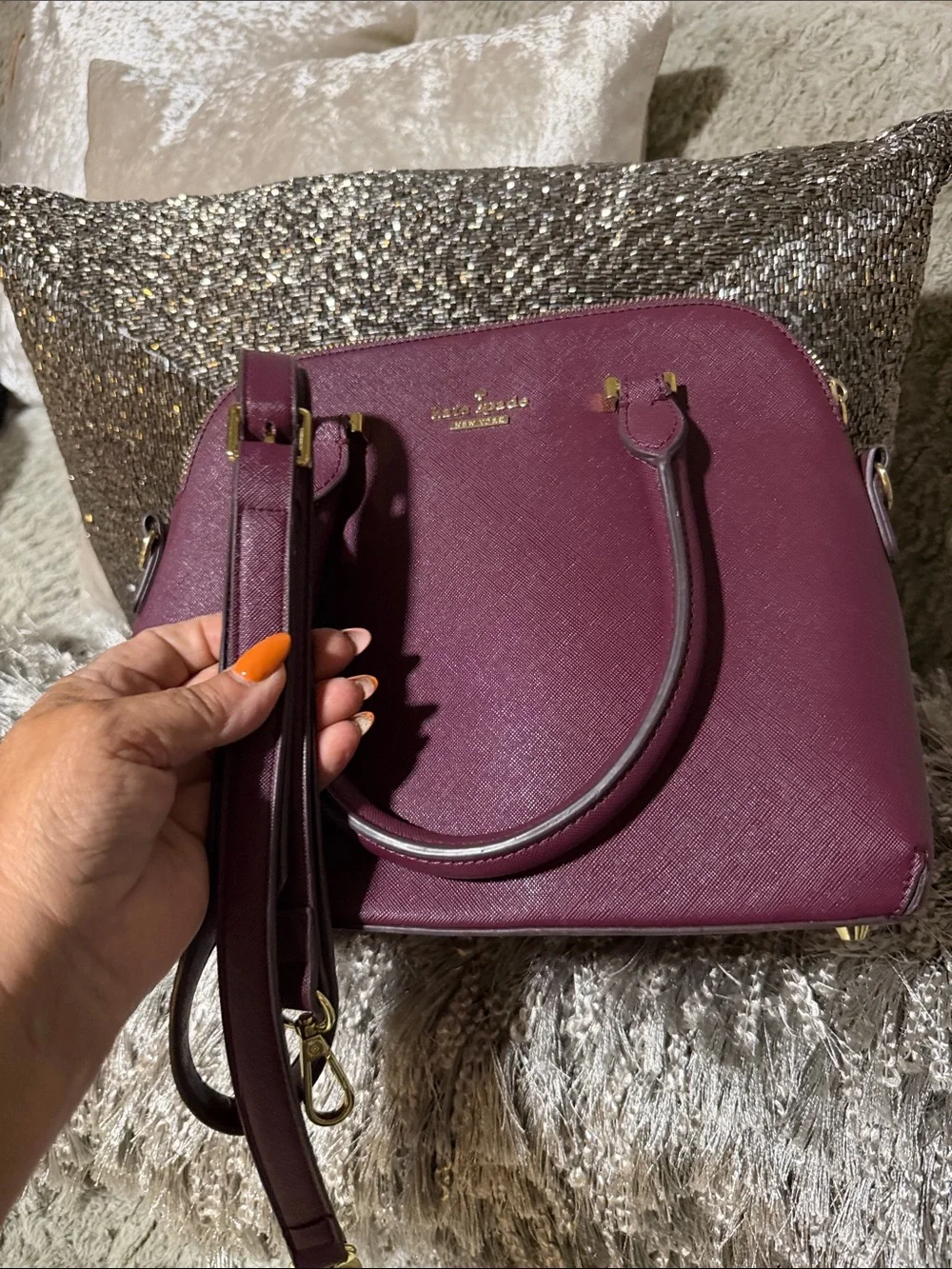 Kate Spade New York Cameron Street Lottie Satchel in a deep purple